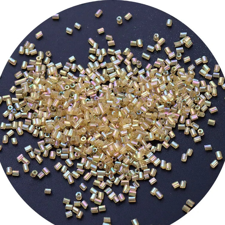 Iridescent Seed Bugle Glass Beads 3mm Mixed Colors 3000pcs 8