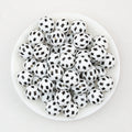15mm Black and White Printed Round Silicone Beads 50pcs - Pattern 1
