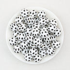 15mm Black and White Printed Round Silicone Beads 50pcs - Pattern 1