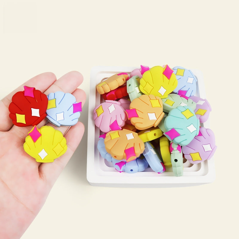 Silicone Focal Beads Macaron Colorful Shell Sparkle Accent 20pcs 5