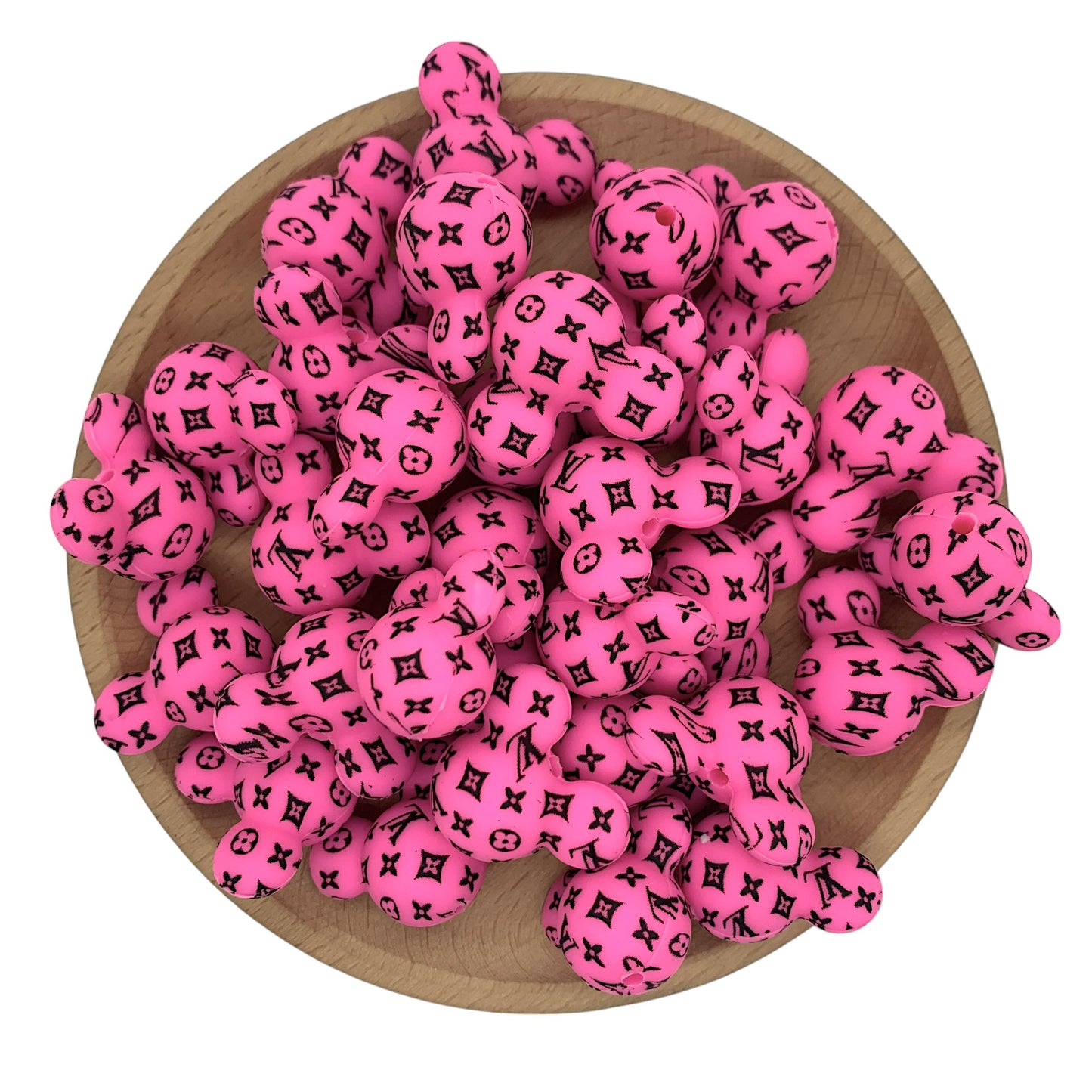 Silicone Focal Beads Mickey Head LV Pattern Printed 20pcs 9