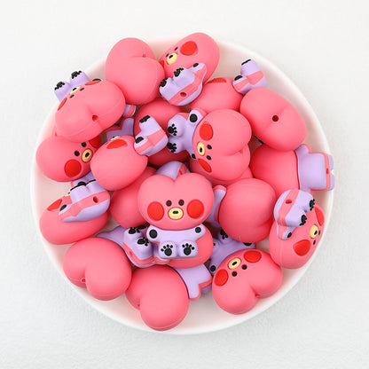 3D Animal Silicone Focal Beads Cute Rabbit Dog Design 20pcs