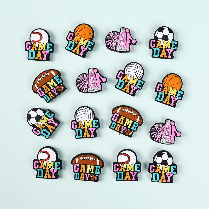 Silicone Focal Beads Ball Game Match Day Text 20pcs 3