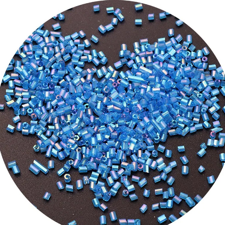 Iridescent Seed Bugle Glass Beads 3mm Mixed Colors 3000pcs 12