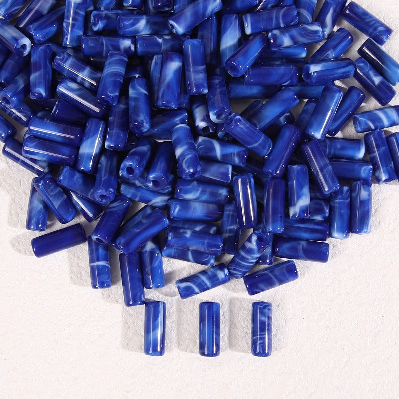 Dual-Color Tube Acrylic Beads 18x7mm Glossy Swirls 200pcs 18