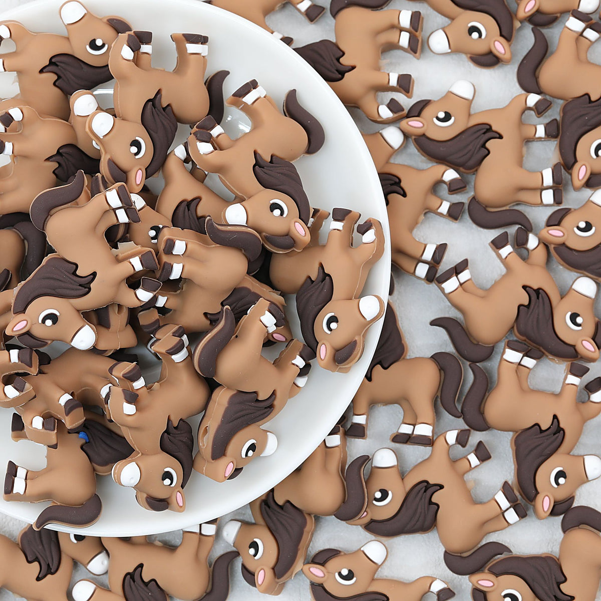3D Brown Horse Shape Silicone Focal Beads 20 pcs