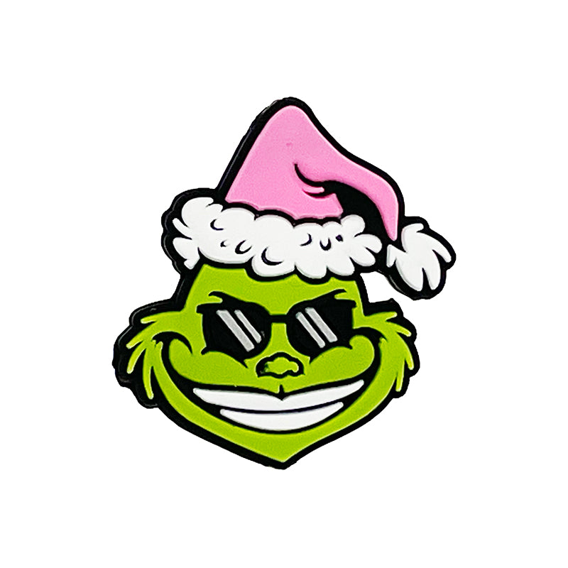 Silicone Focal Beads Christmas Grinch Santa Hat Sunglasses 20pcs 2