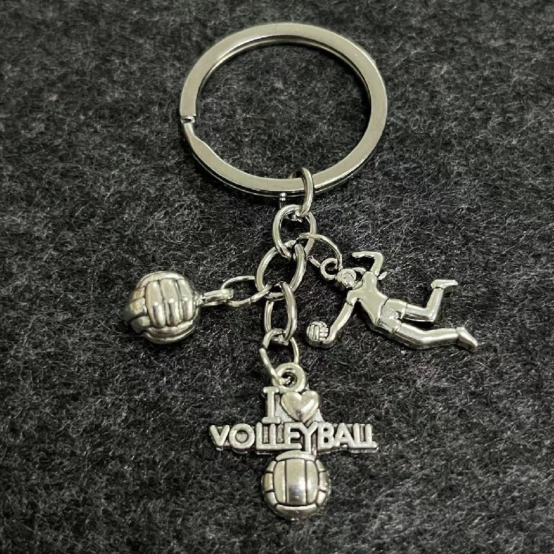 Alloy Horn Volleyball Player Keychain Metal Sports Charm 2
