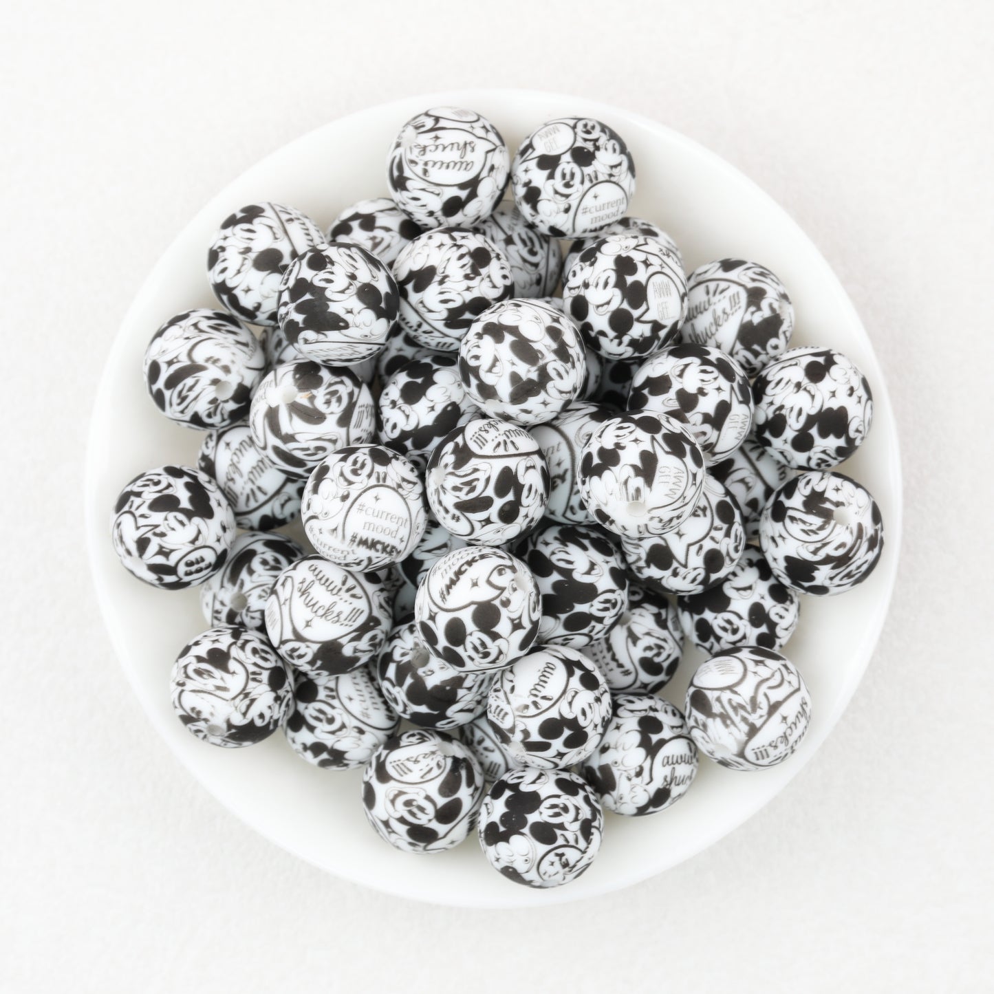 15mm Printed Silicone Beads Cartoon Character Designs 50pcs 5