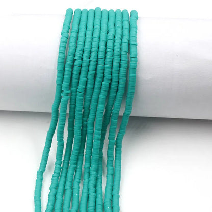 Flat Clay Beads 4mm Solid Color Polymer Disc 10strands 14