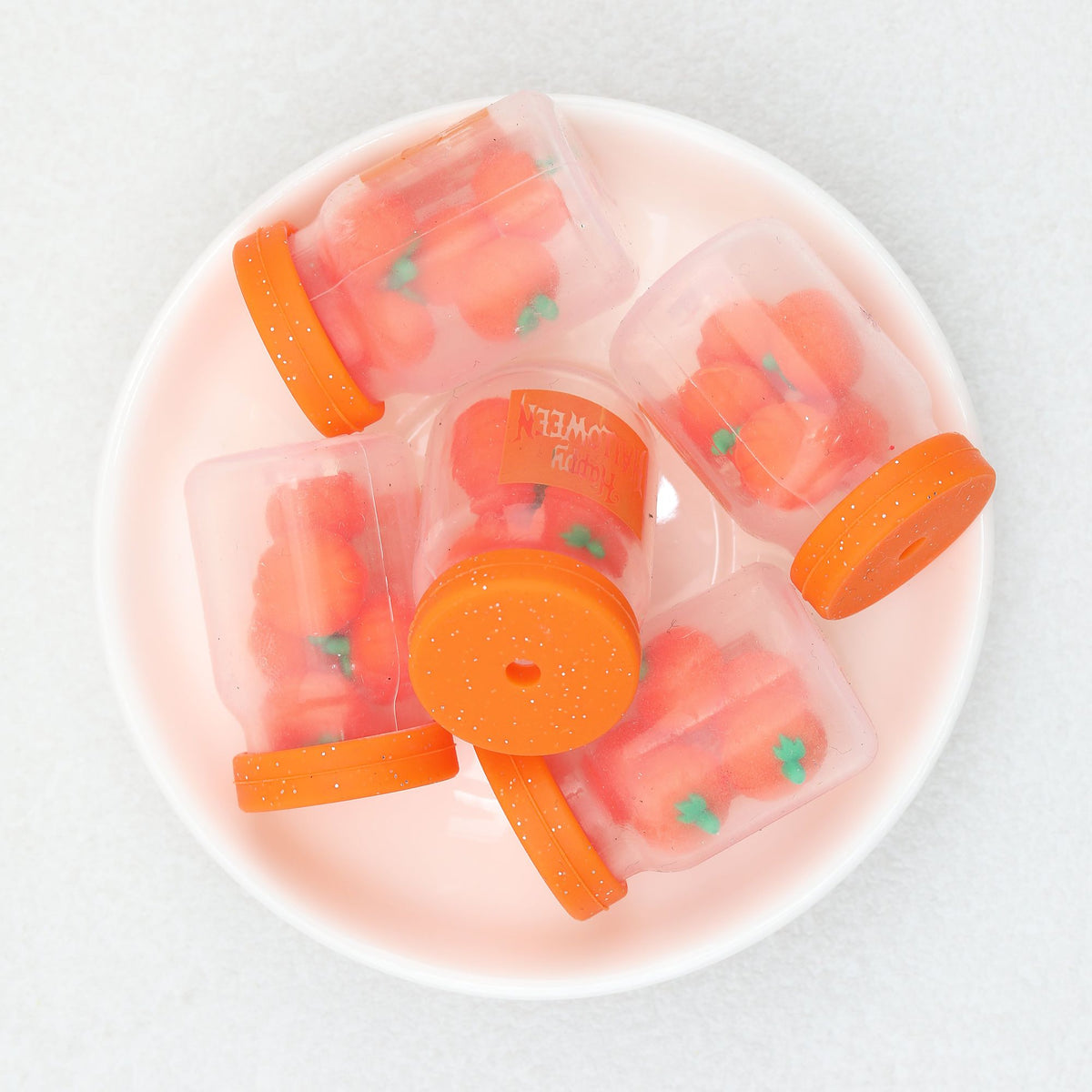 3D Halloween Pumpkin Ghost Bottlet Silicone Focal Beads 10 pcs - Pumpkin