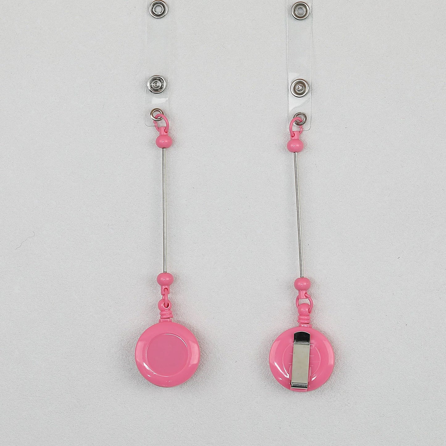 Beadable Badge Reels Retractable ID Keychain Clip - Candy Pink