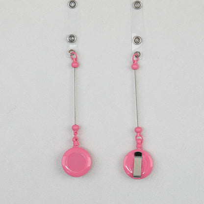Beadable Badge Reels Retractable ID Keychain Clip - Candy Pink