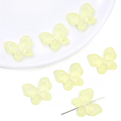 Transparent Frosted Butterfly Acrylic Beads 21x18mm Pastel Colors 20pcs 8