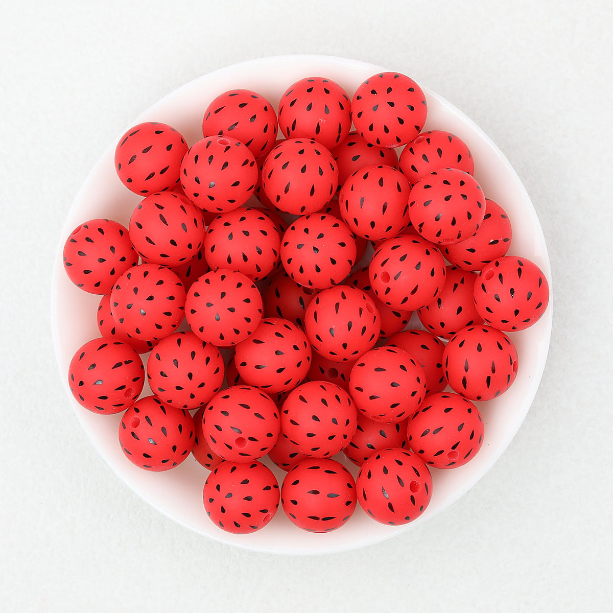 15mm Printed Leaf Pattern Silicone Round Beads 50pcs - Black Beauty
