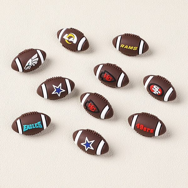 Silicone 3D Focal Beads NFL Football Team Logo Textured Football Shape 4