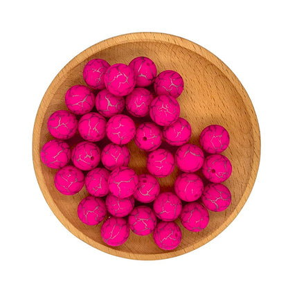 15mm Silicone Beads Crackle Printed Multi Color 50pcs 9