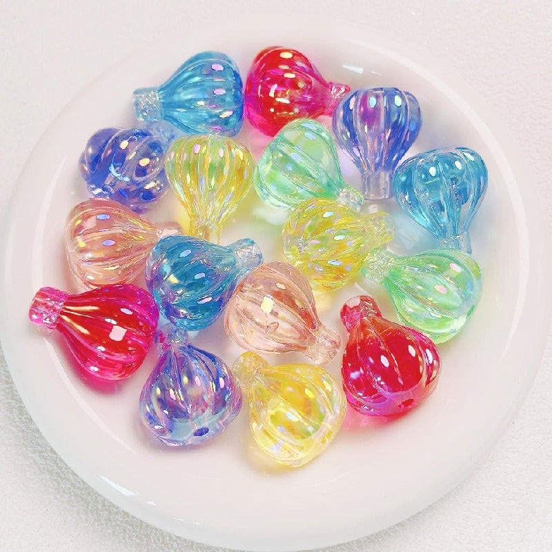 Transparent Hot Air Balloon Acrylic Beads 30x25mm Glossy Pastel 5pcs 9