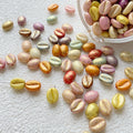 Painted Coffee Bean Acrylic Beads 8-10mm Macaron Colors 20pcs