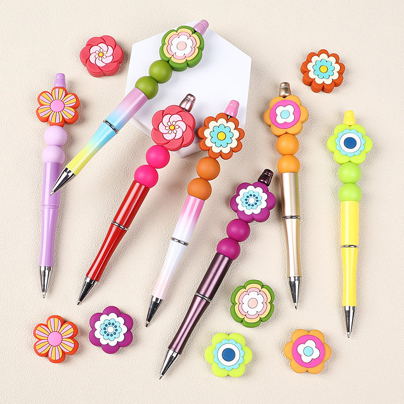 Silicone Focal Beads Bohemian Seven Flowers Layered Petal Design 20pcs 7