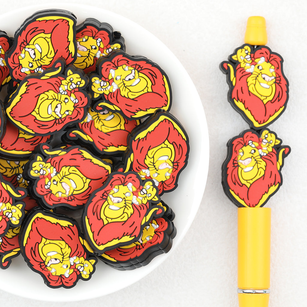  Lion Father Cub Silicone Focal Beads 20Pcs