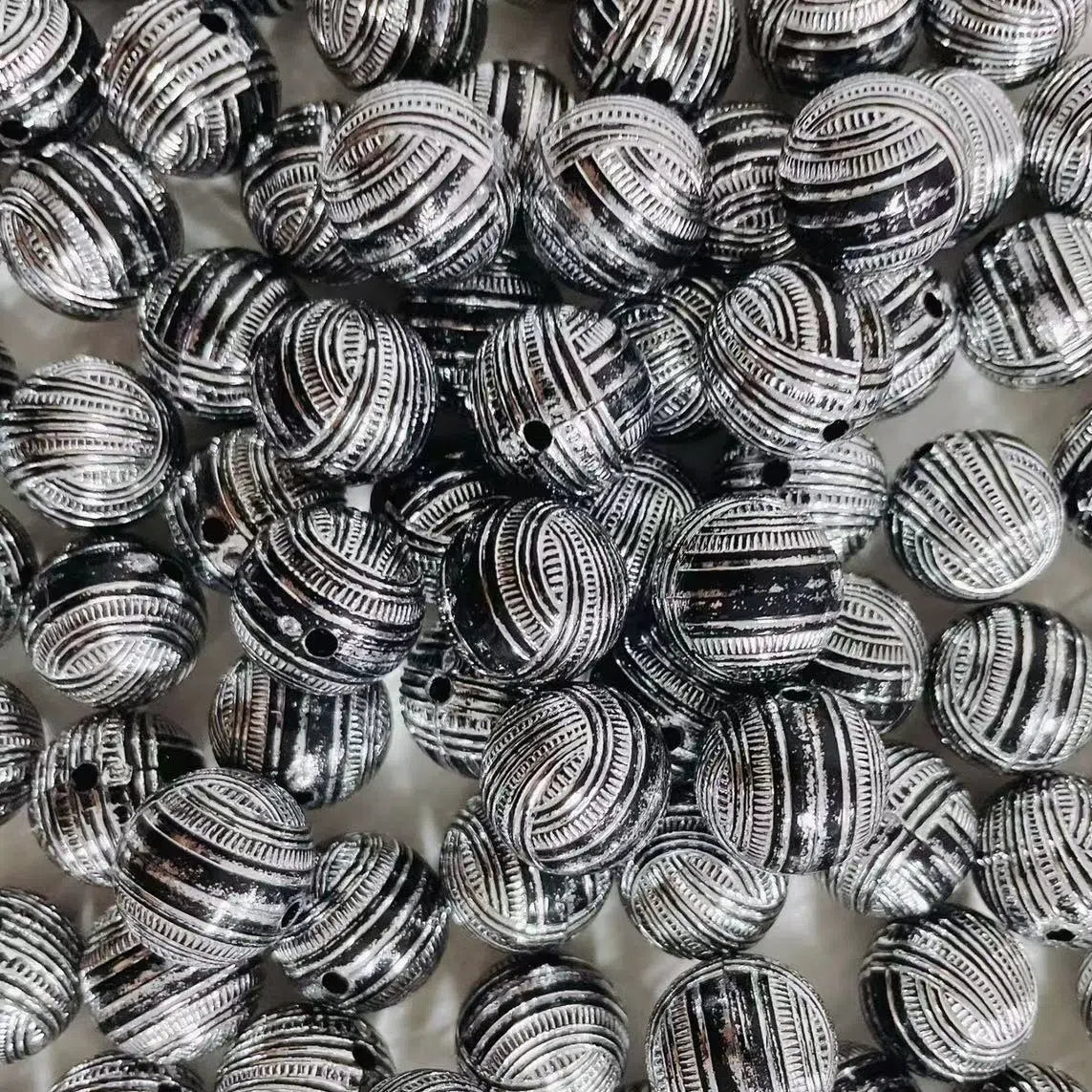Silver Plating Yarn Ball Acrylic Beads 16mm Mixed Colors 20pcs 9