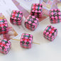 Cherry Bear Rabbit Square Acrylic Beads 14mm Playful Pattern 5pcs 11