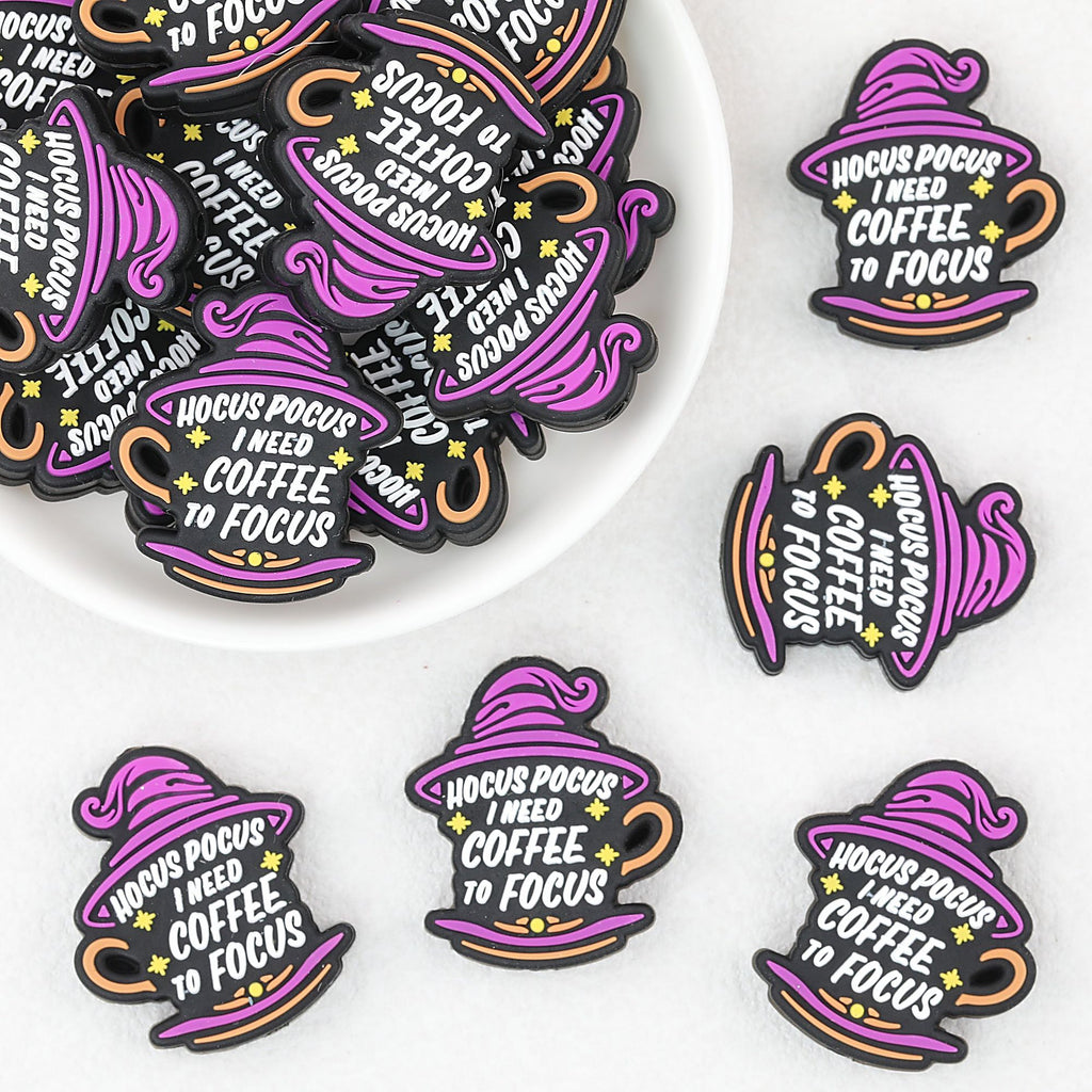 Silicone Focal Beads Halloween Witch Hat Coffee Design 20pcs
