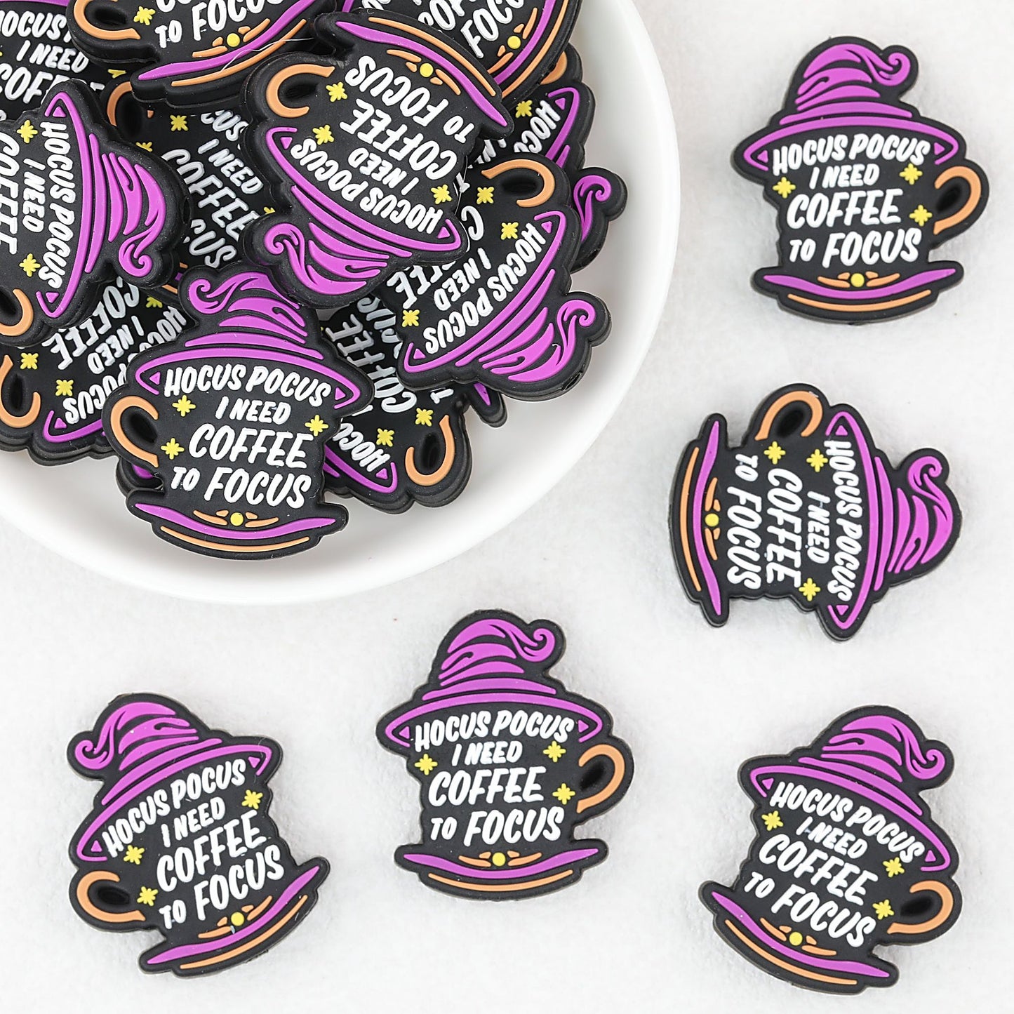 Silicone Focal Beads Halloween Witch Hat Coffee Design 20pcs