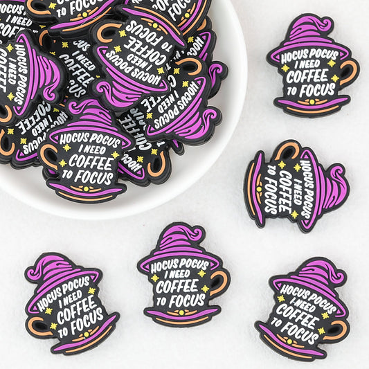 Silicone Focal Beads Halloween Witch Hat Coffee Design 20pcs