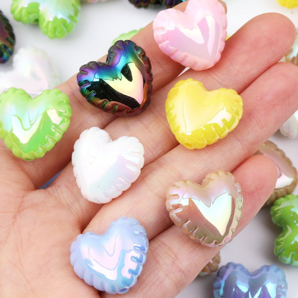Vintage Style 21mm Heart Balloon Acrylic Beads Iridescent 50pcs 4