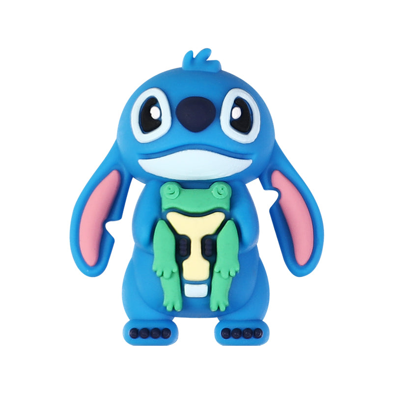 Silicone 3D Focal Beads Disney Blue Stitch Pull Ears Muscle Pose 20pcs 12
