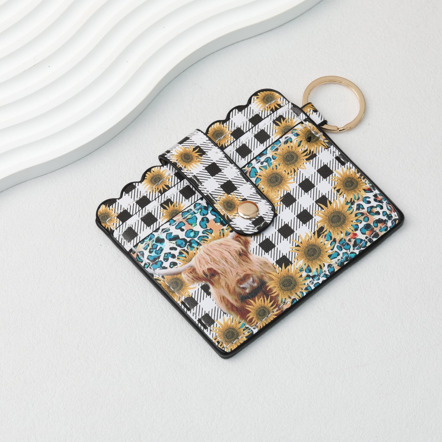 PU Card Holder Keychain Multi Patterned