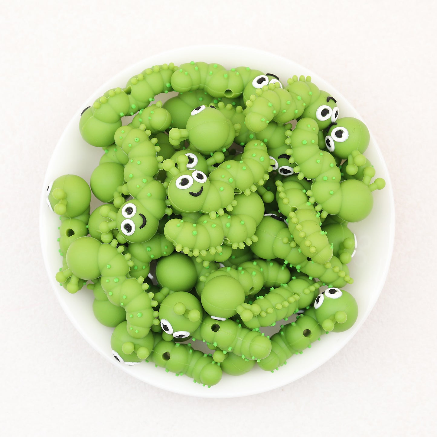 3D Cute Caterpillar Silicone Focal Beads 20 Pcs 4