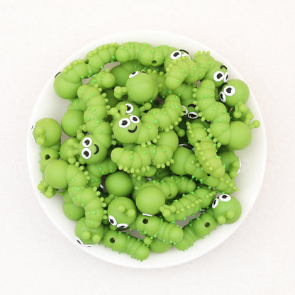 3D Cute Caterpillar Silicone Focal Beads 20 Pcs 4