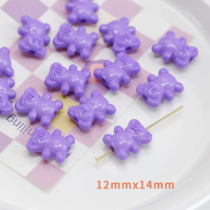 Colorful Bear Acrylic Beads 12x14mm Playful Design 20pcs 14