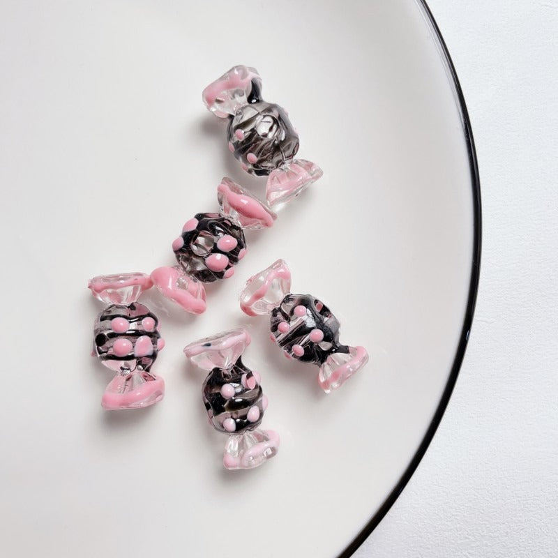 Hand Painted Wave Point Candy Acrylic Beads 14mm 5pcs 4