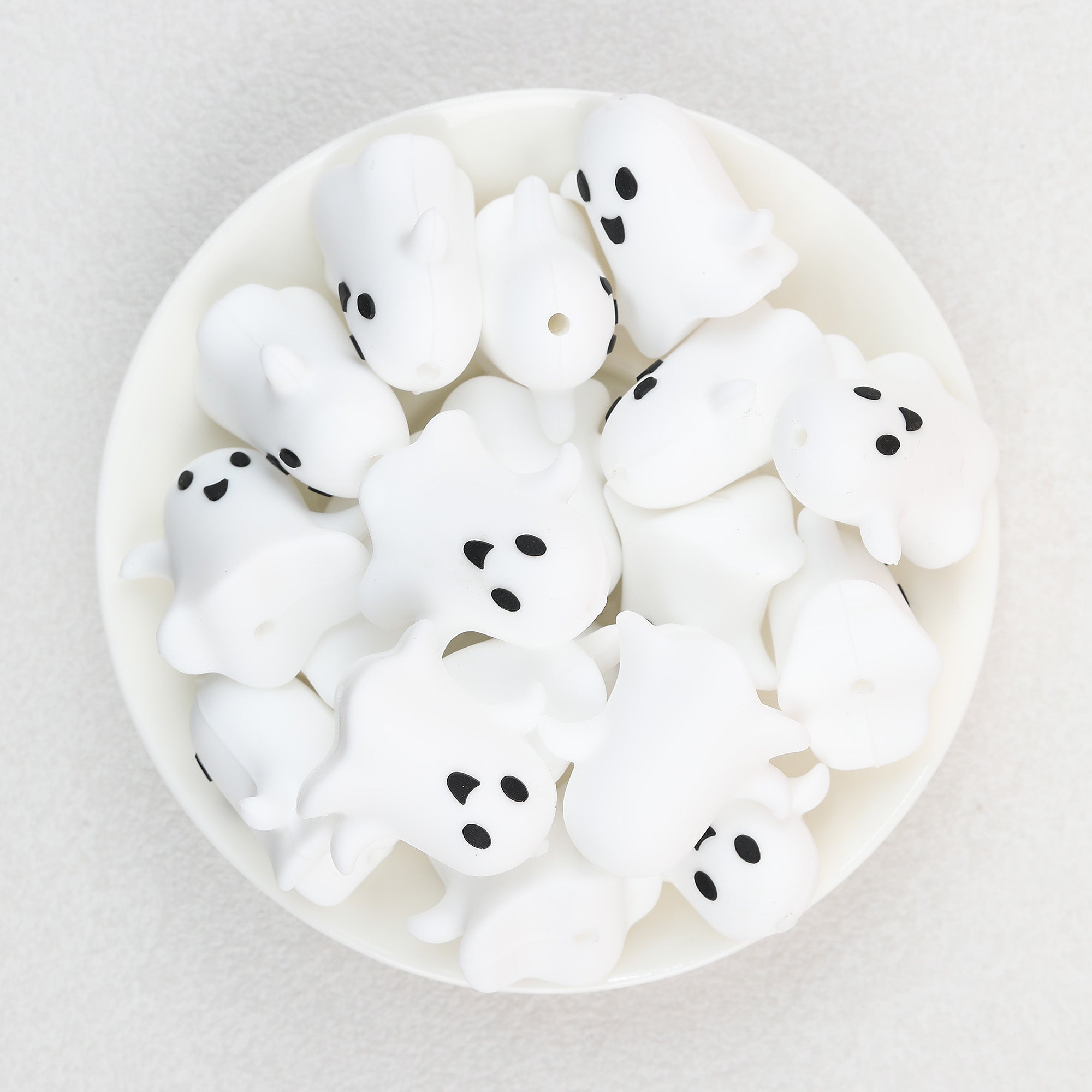  3D Halloween White Ghost Silicone Focal Beads 20Pcs 2