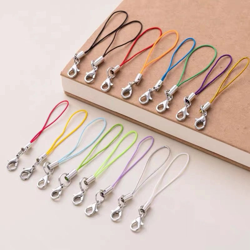 Colorful Phone Strap Keychain Mini Lobster Clasp Nylon Cord 50pcs