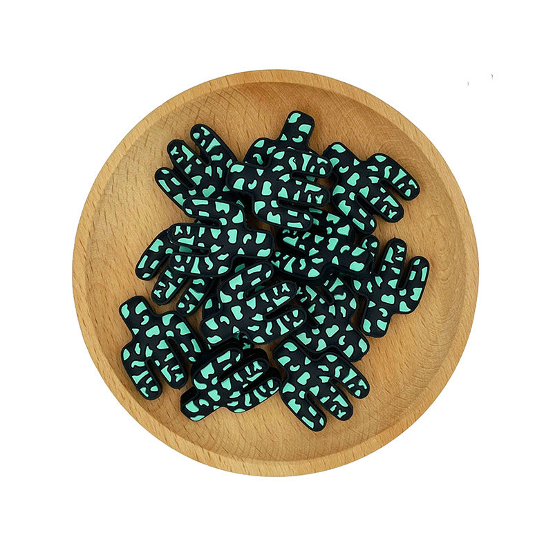 Silicone Focal Beads Cactus Bold Contrasting Patches 20pcs 10