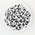 15mm Black and White Patterned Silicone Round Beads 50pcs - Spotted Cow