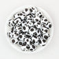 15mm Black and White Patterned Silicone Round Beads 50pcs - Spotted Cow