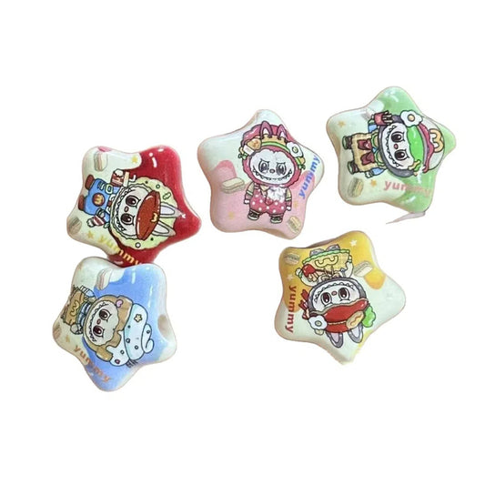 Star Acrylic Beads 25mm Playful Uniform Pattern Mixed Colors 10pcs 2