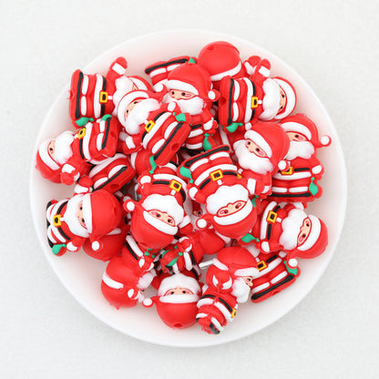 Christmas 3D Santa Claus Silicone Focal Beads 20pcs 2