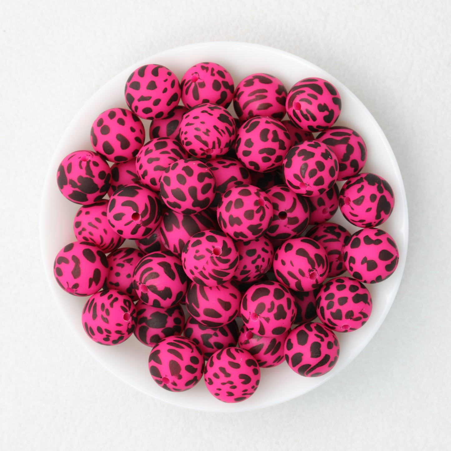 15mm Leopard Pattern Silicone Round Beads 50pcs 8