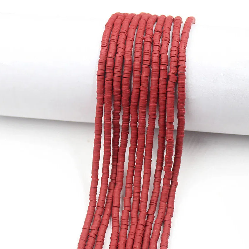 Flat Clay Beads 4mm Solid Color Polymer Disc 10strands 5