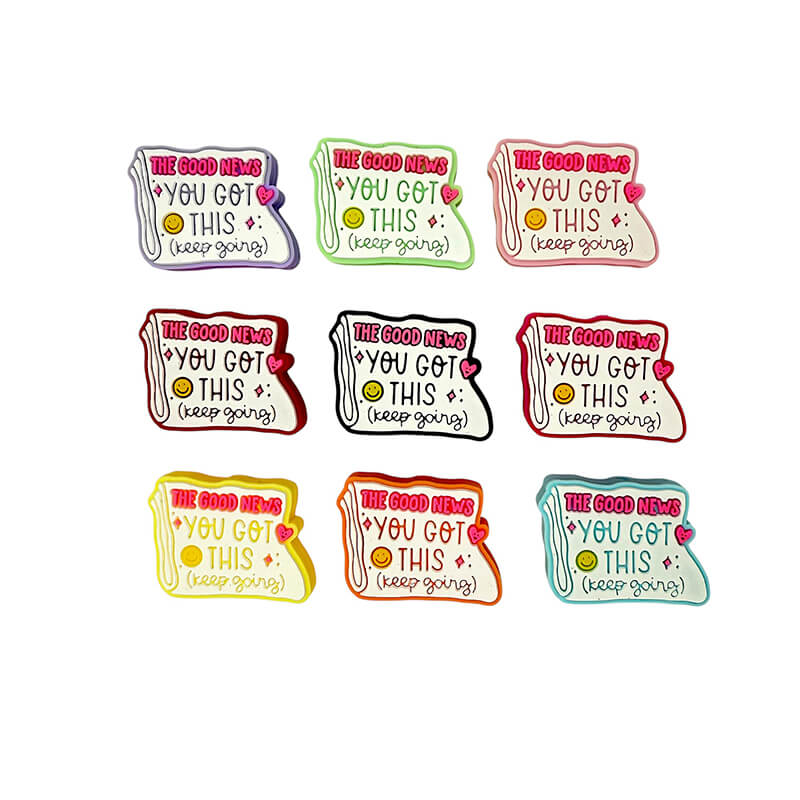 Silicone Focal Beads Keep Going Motivational Text Card Shape 20pcs