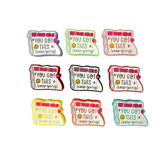 Silicone Focal Beads Keep Going Motivational Text Card Shape 20pcs