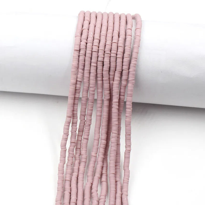 Flat Clay Beads 4mm Solid Color Polymer Disc 10strands 49