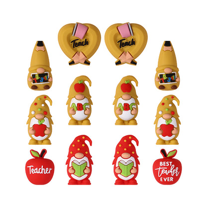 Silicone 3D Focal Beads Teacher Apple With Pencil and Gnome 20pcs 8
